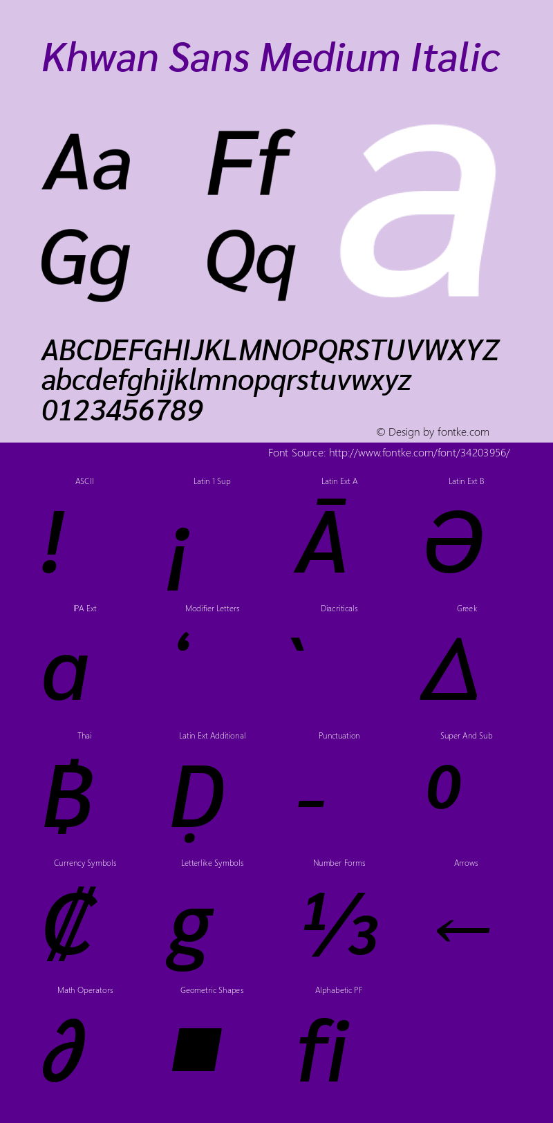 Khwan Sans Medium Italic Version 1.00;July 26, 2019;FontCreator 11.5.0.2425 64-bit Font Sample