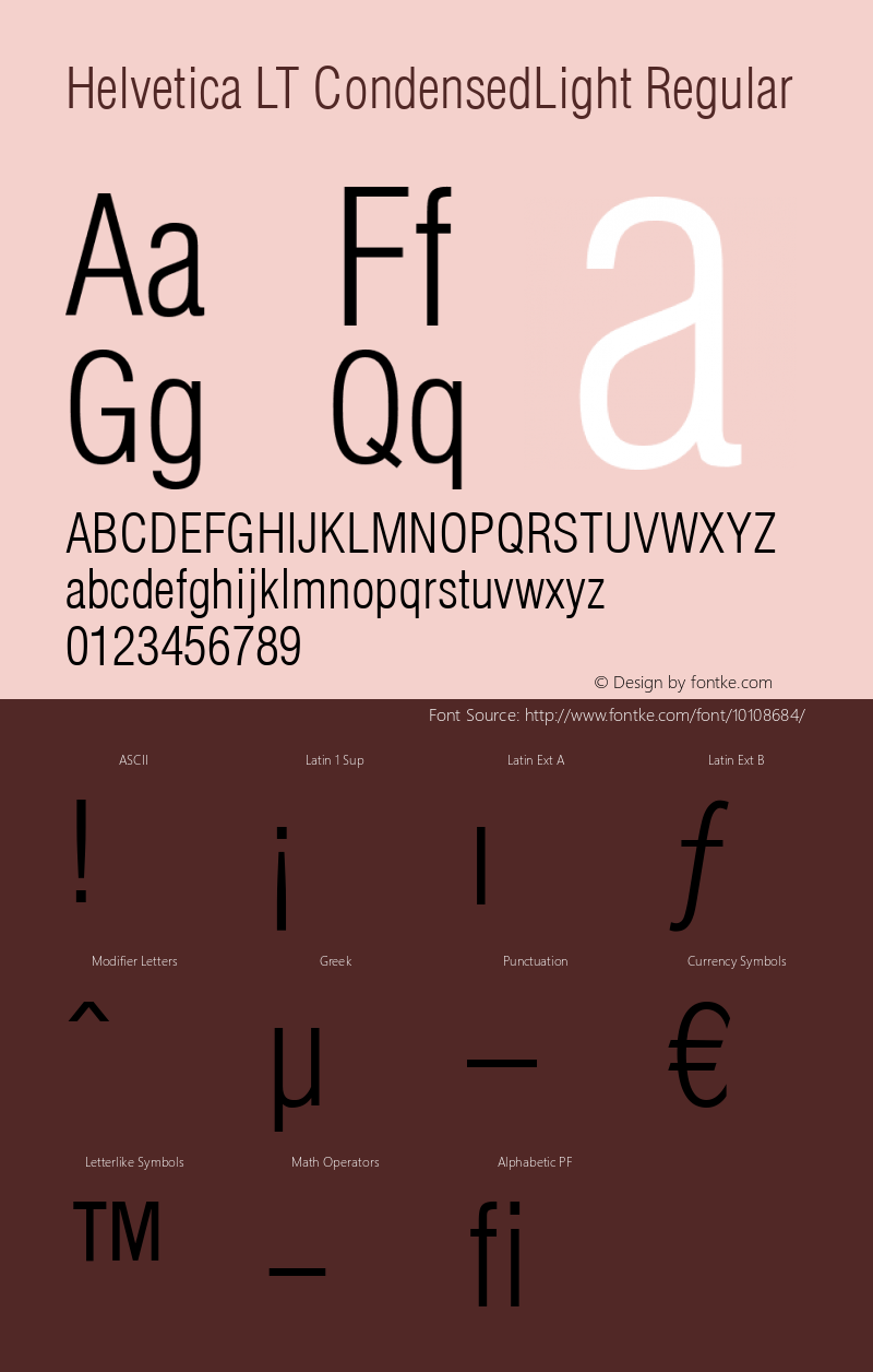 Helvetica LT CondensedLight Regular Version 6.1; 2002 Font Sample