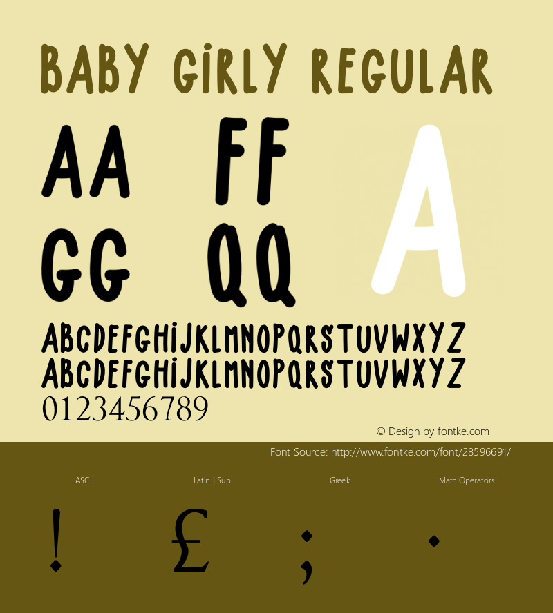 BABY GIRLY Version 1.00;December 26, 2018;FontCreator 11.5.0.2430 64-bit Font Sample