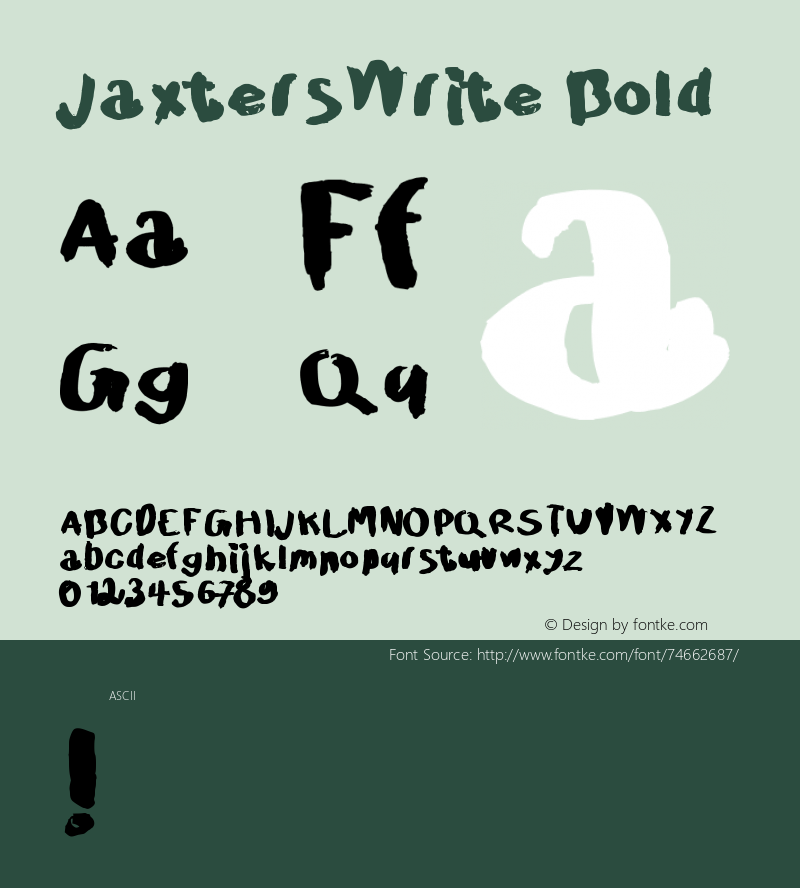 JaxtersWrite-Bold Version 001.000 Font Sample