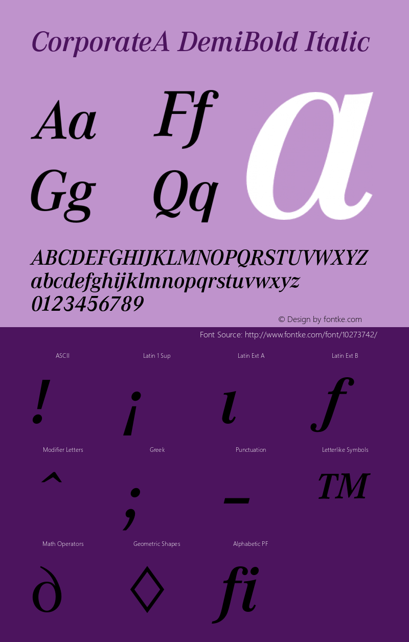 CorporateA DemiBold Italic 001.004 Font Sample