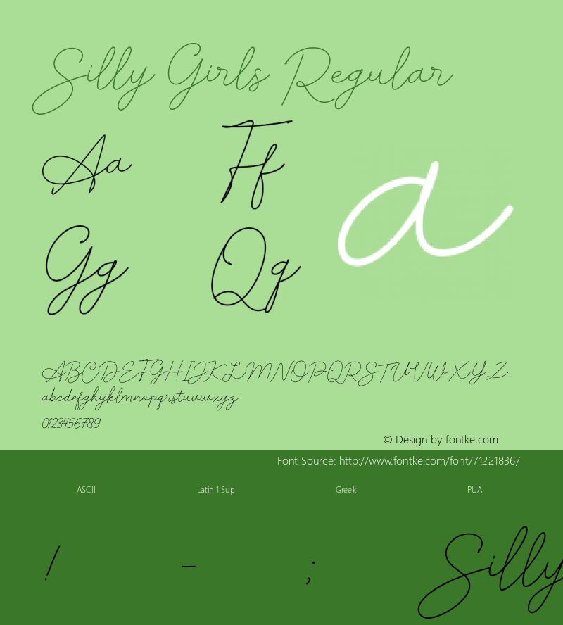 Silly Girls Version 0.00;June 24, 2020;FontCreator 11.5.0.2427 64-bit Font Sample