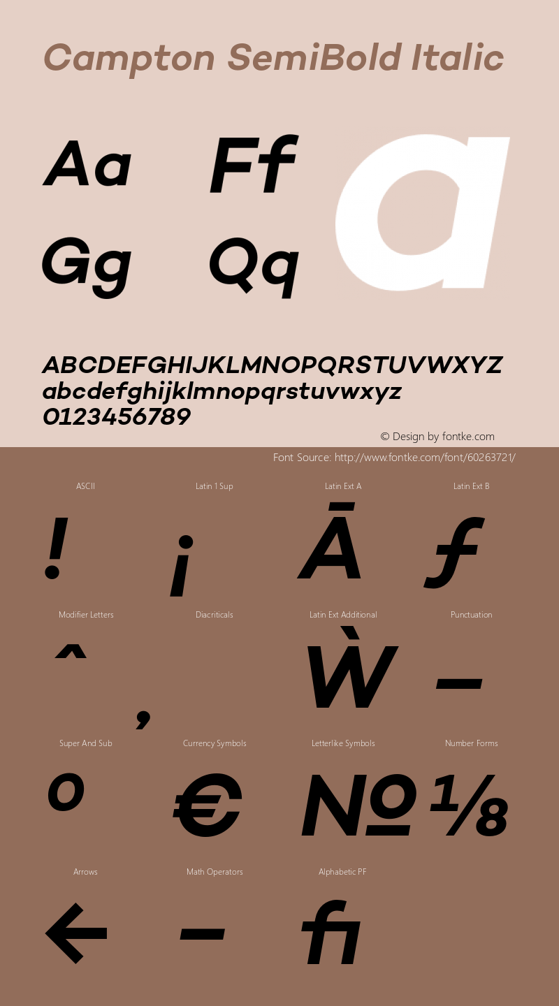 Campton SemiBold Italic Version 1.002;PS 001.002;hotconv 1.0.88;makeotf.lib2.5.64775 Font Sample