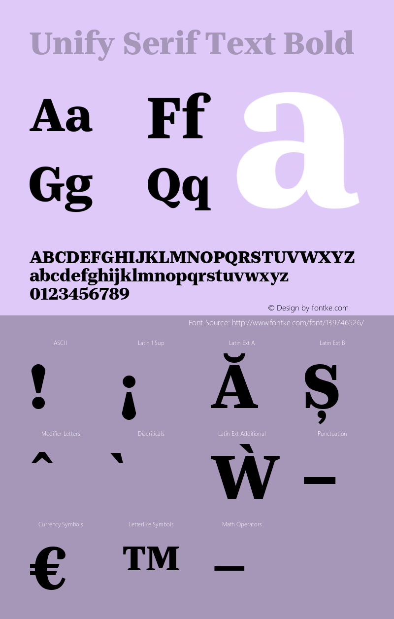 Unify Serif Text Bold Version 1.002 Font Sample