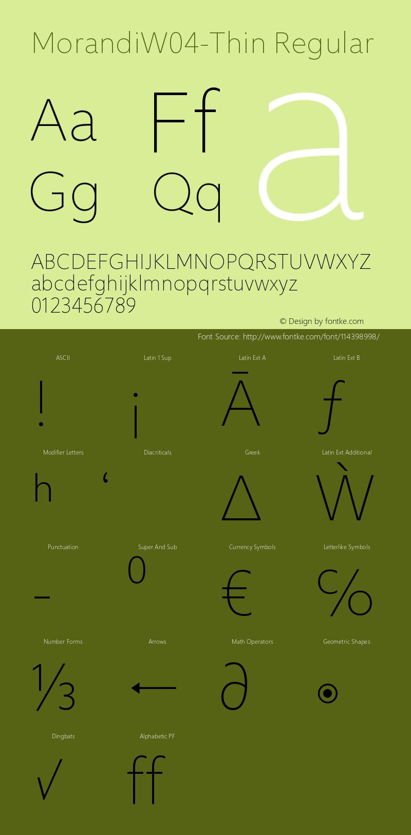 Morandi W04 Thin Version 1.21 Font Sample