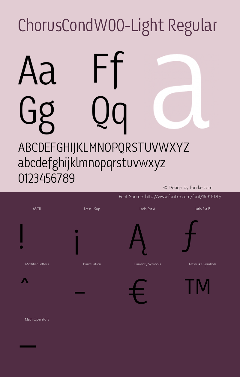 ChorusCondW00-Light Regular Version 1.10 Font Sample