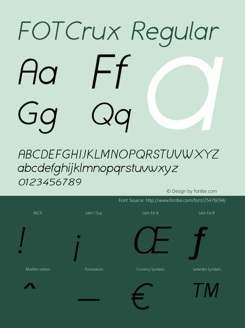 FOTCrux Version 1.000 Font Sample