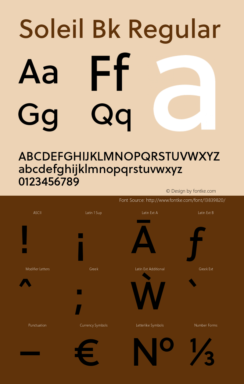 Soleil Bk Regular Version 1.000 Extract Font Sample