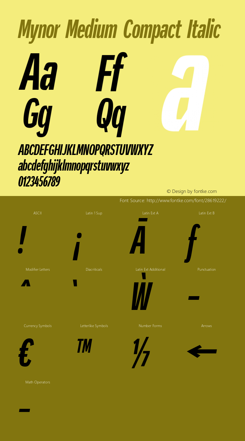 Mynor Medium Compact Italic Version 001.000 January 2019;YWFTv17 Font Sample
