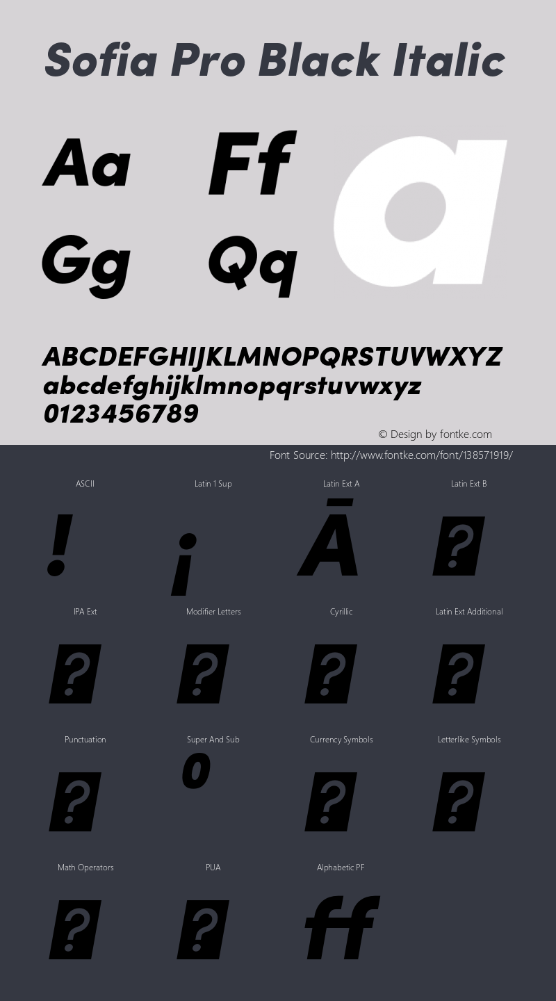 SofiaPro-BlackItalic Version 2.000 Font Sample