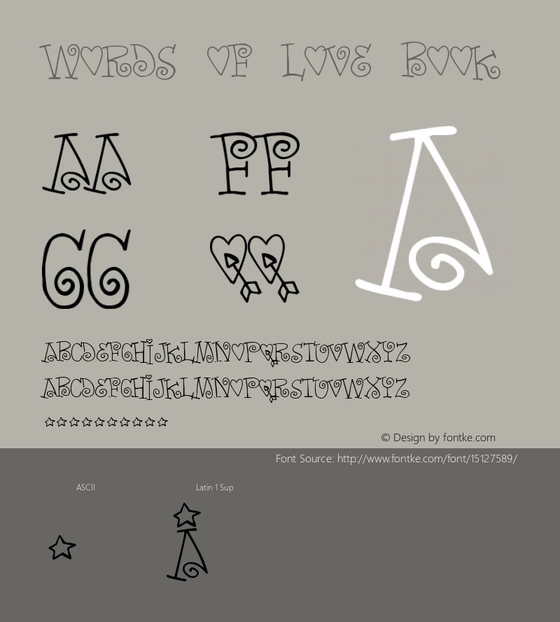 Words of love Book Version 2 Font Sample