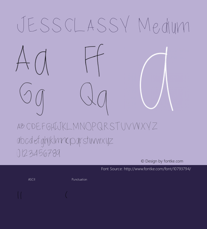 JESSCLASSY Medium Version 001.000 Font Sample