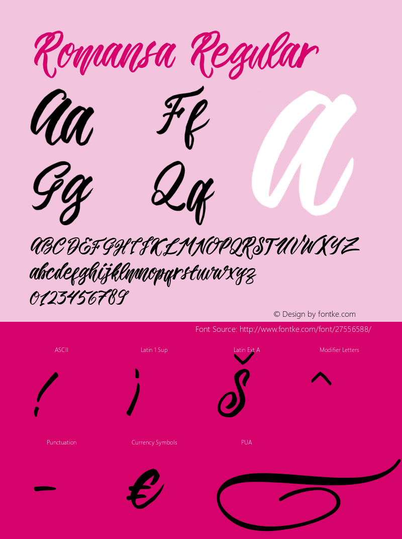 Romansa Version 1.000 Font Sample