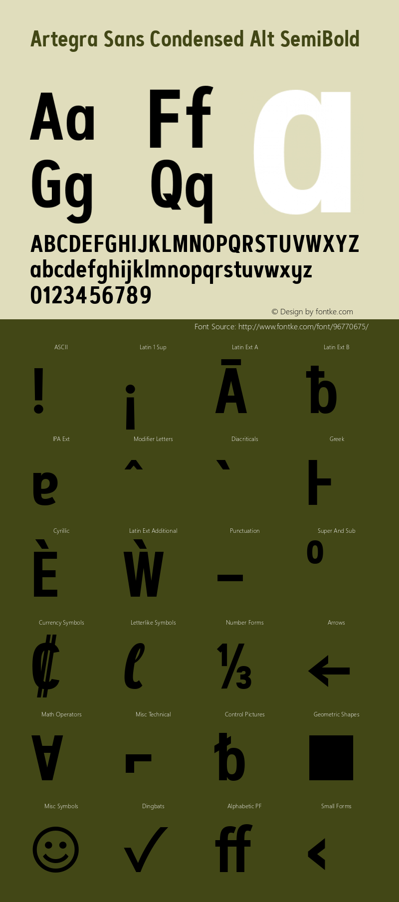 Artegra Sans Condensed Alt SemiBold 1.006 Font Sample