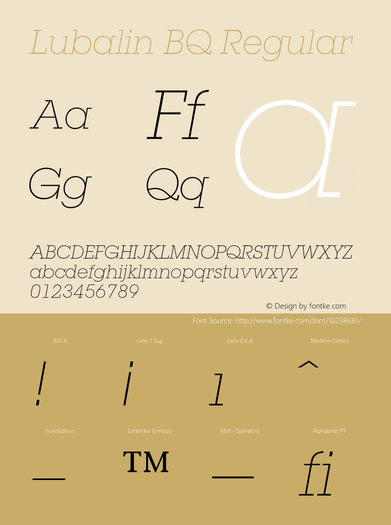 Lubalin BQ Regular 001.000 Font Sample