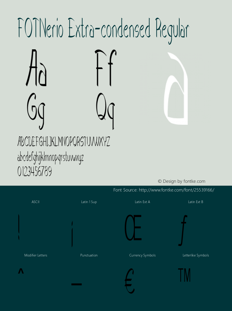 FOTNerio-ExtracondensedRegular Version 1.000 Font Sample