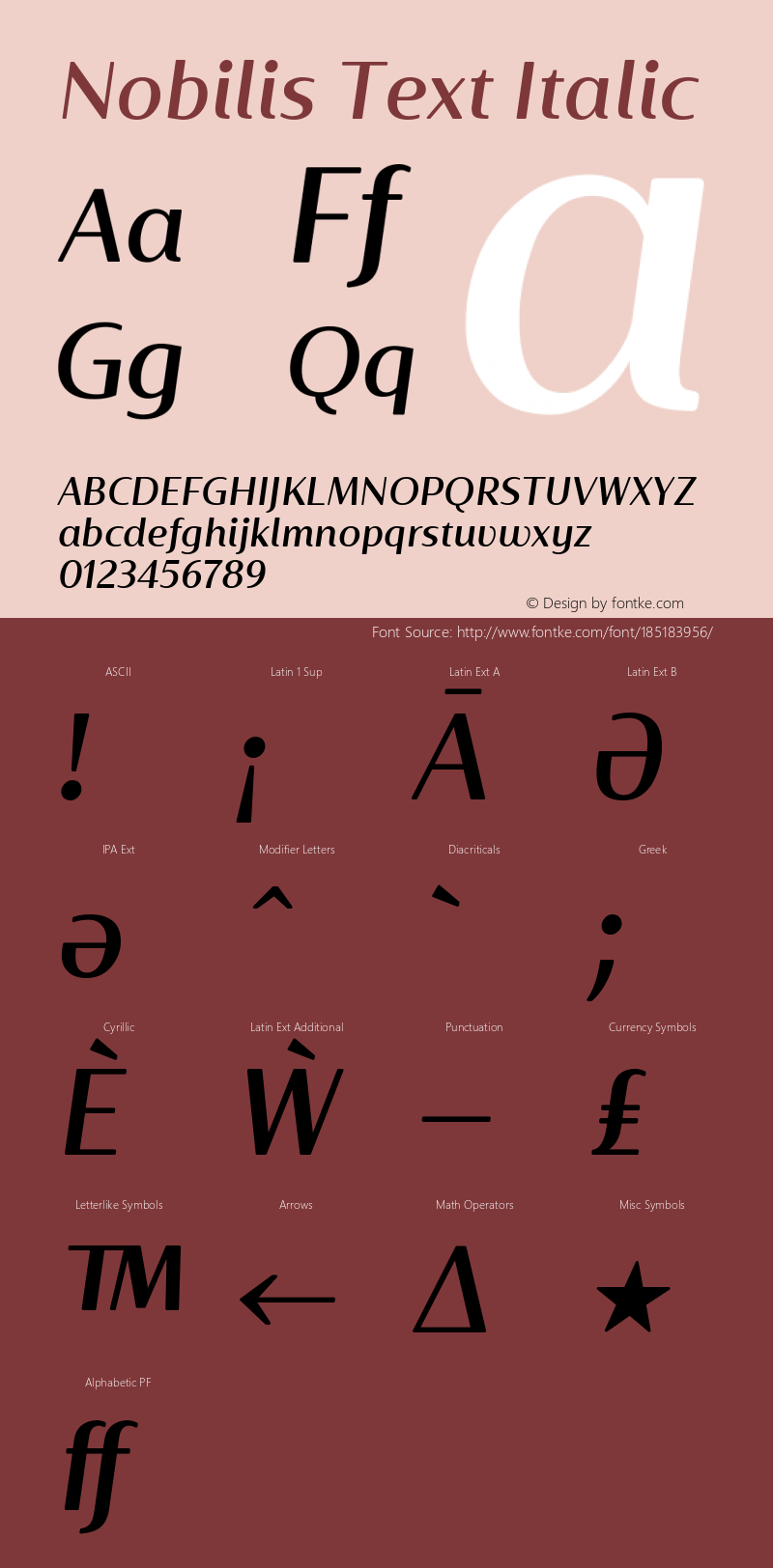 Nobilis Text Italic Version 1.001 | wf-rip DC20180430图片样张