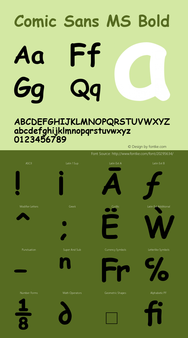 Comic Sans MS Bold Version 2.10 Font Sample