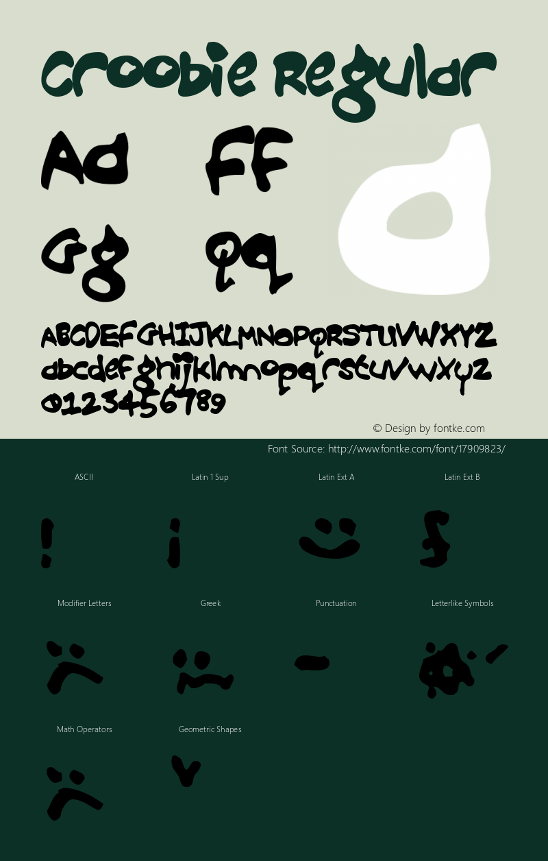 Croobie Regular Macromedia Fontographer 4.1.2 12/25/98 Font Sample