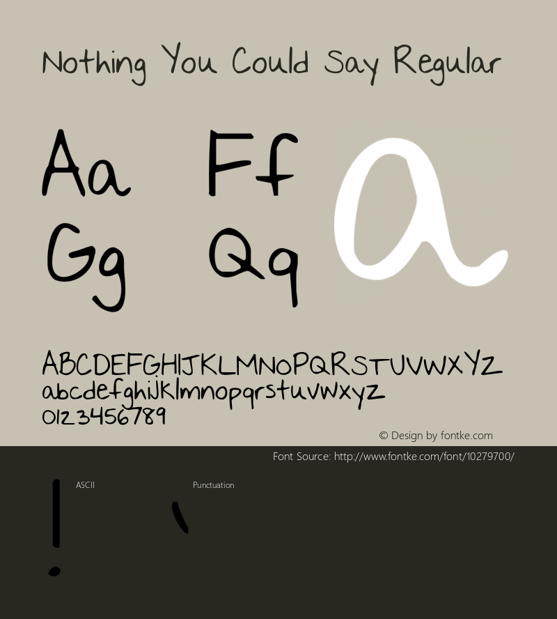 Nothing You Could Say Regular Version 1.000 Font Sample