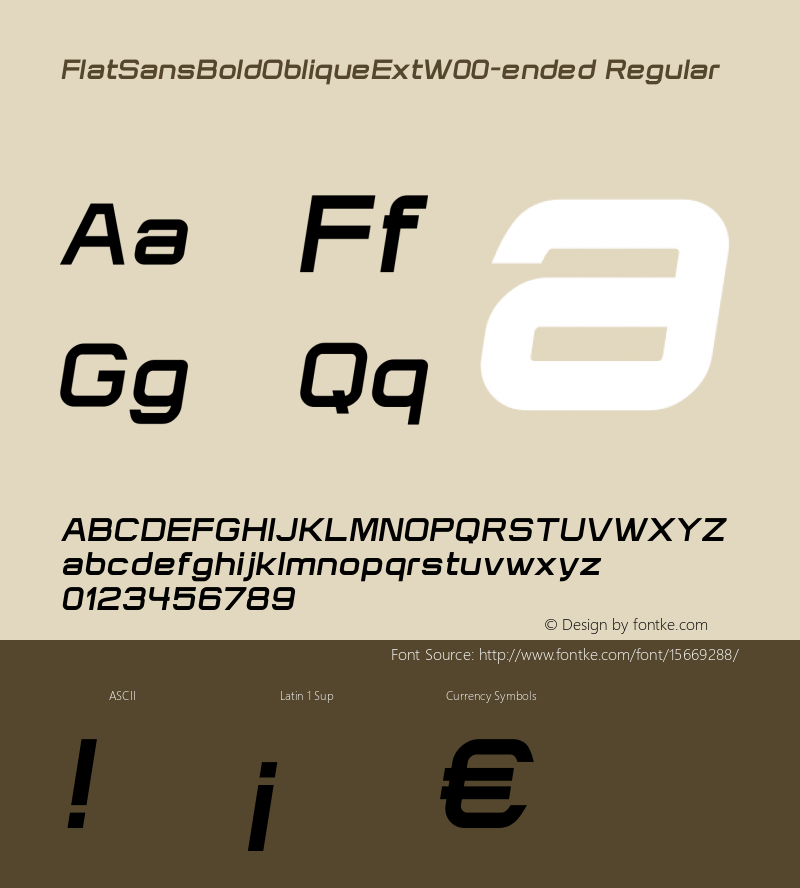 FlatSansBoldObliqueExtW00-ended Regular Version 1.10 Font Sample