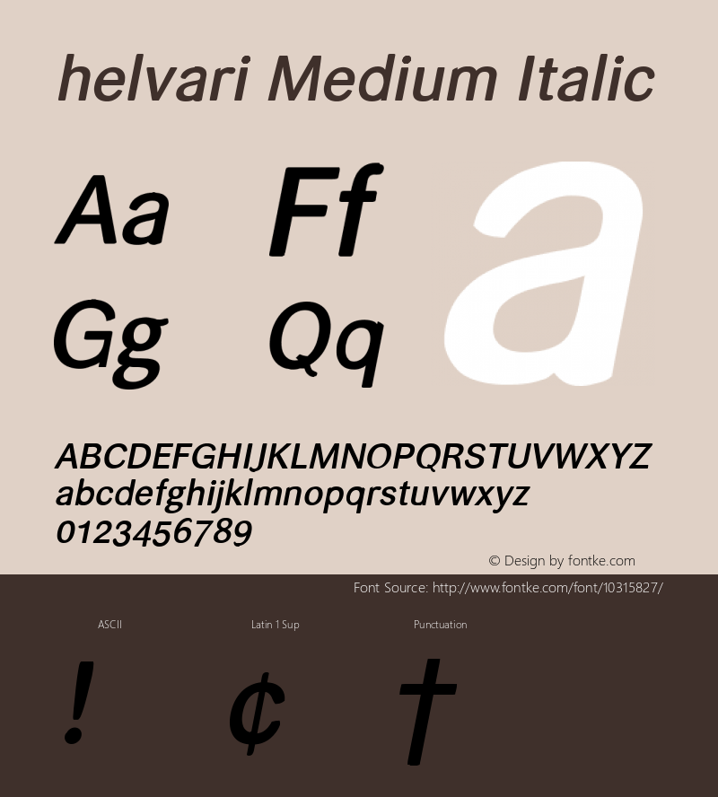 helvari Medium Italic Version 1.000 2007 initial release Font Sample