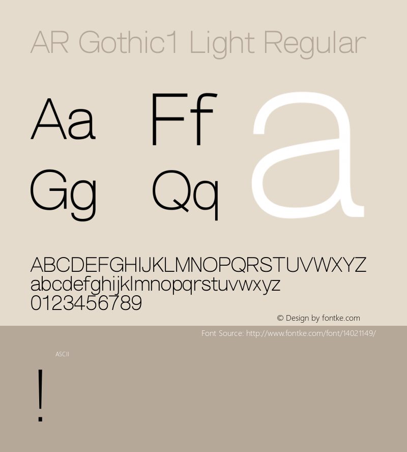 AR Gothic1 Light Regular Version 2.10 Font Sample