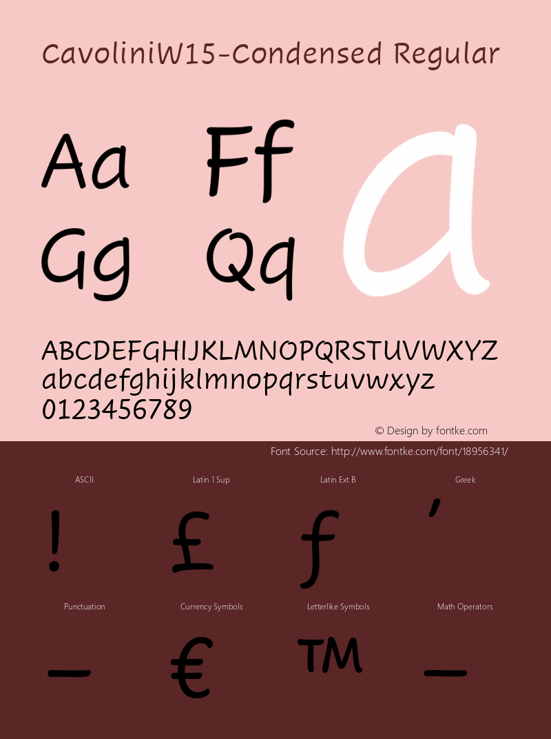 CavoliniW15-Condensed Regular Version 1.00 Font Sample
