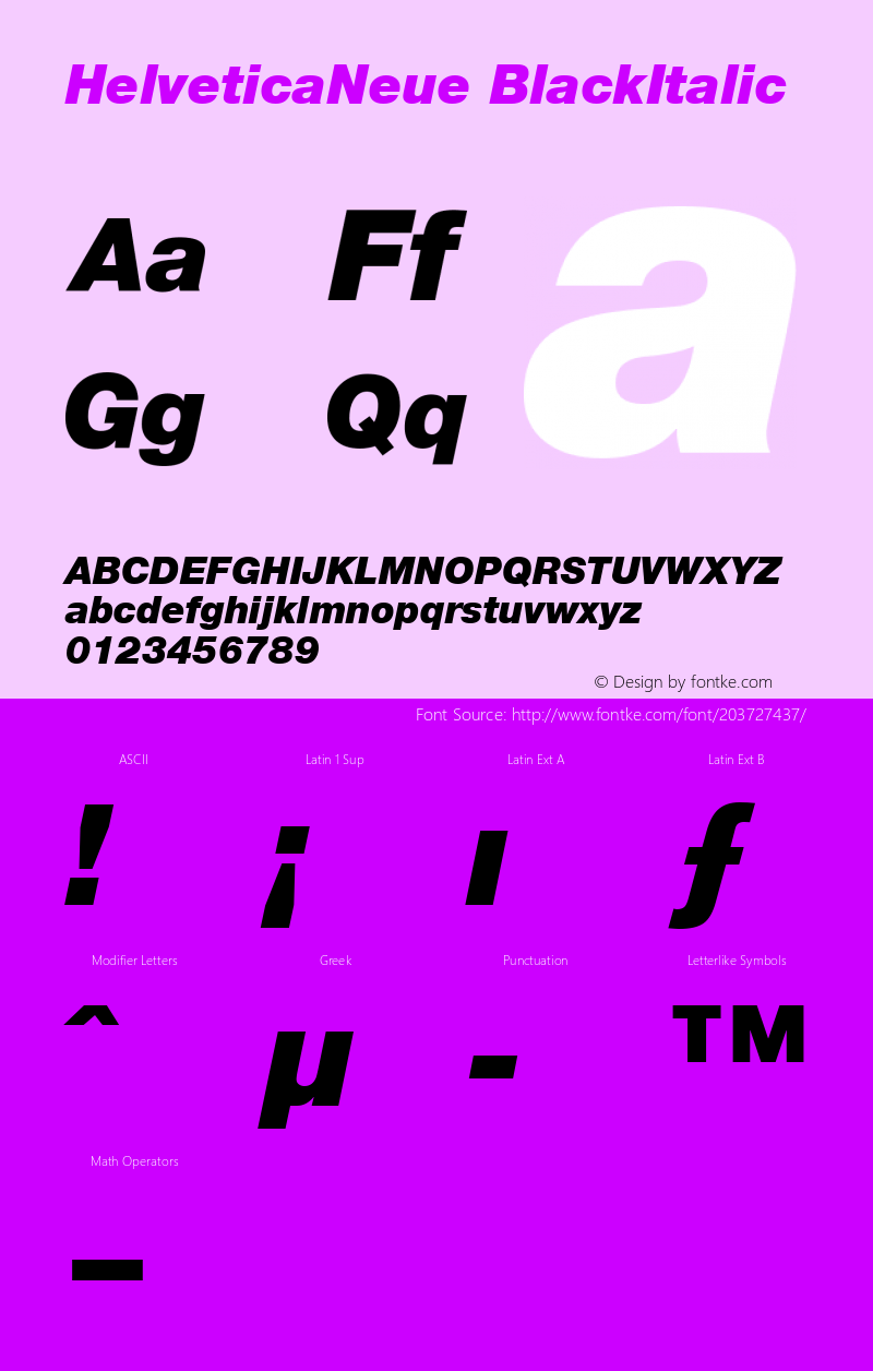 HelveticaNeue BlackItalic Macromedia Fontographer 4.1.5 1/27/03图片样张