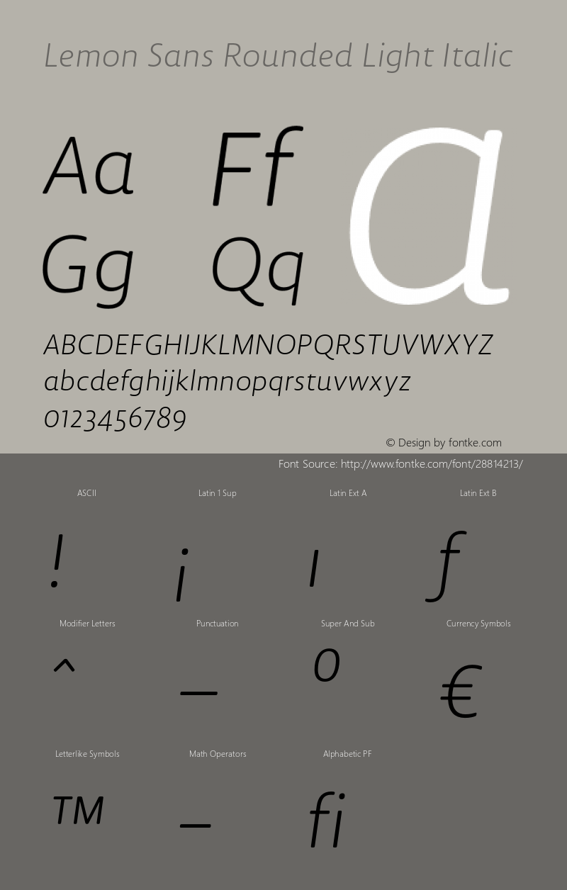 LemonSansRounded-LightItalic Version 2.2 Font Sample