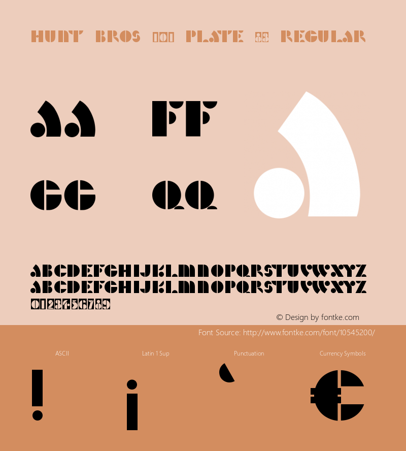 Hunt Bros 101 Plate 83 Regular Version 1.00 July 11, 2012, initial release Font Sample