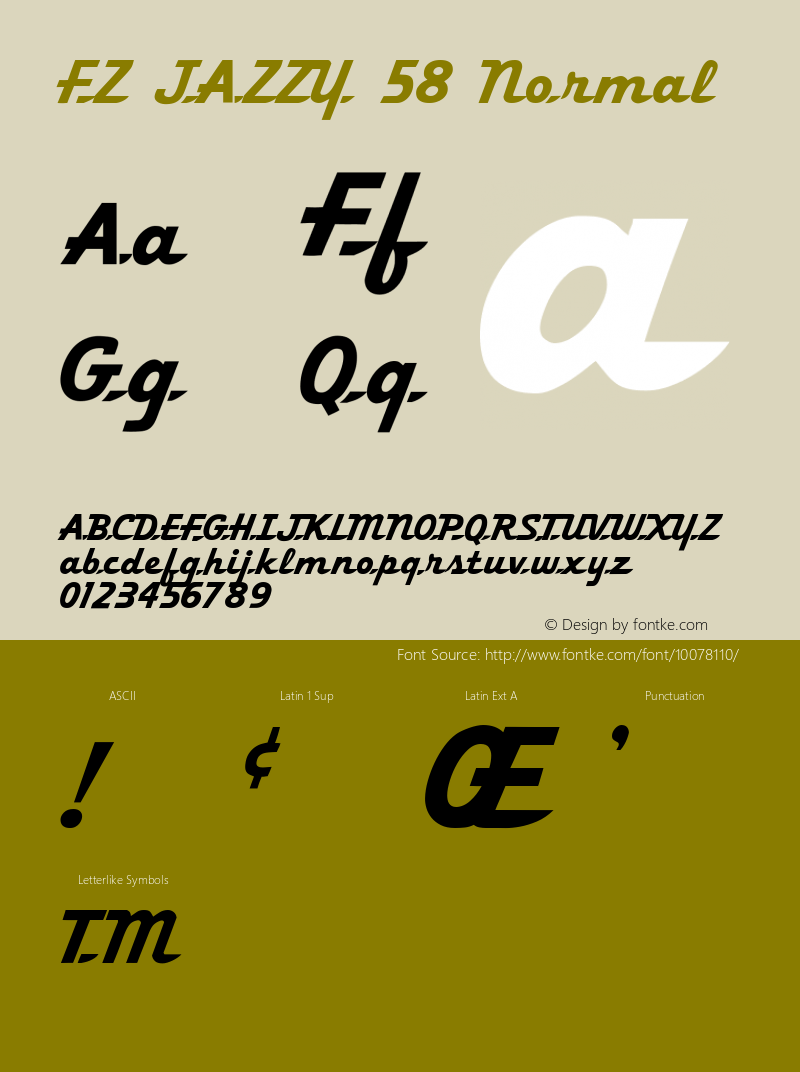 FZ JAZZY 58 Normal 1.000 Font Sample