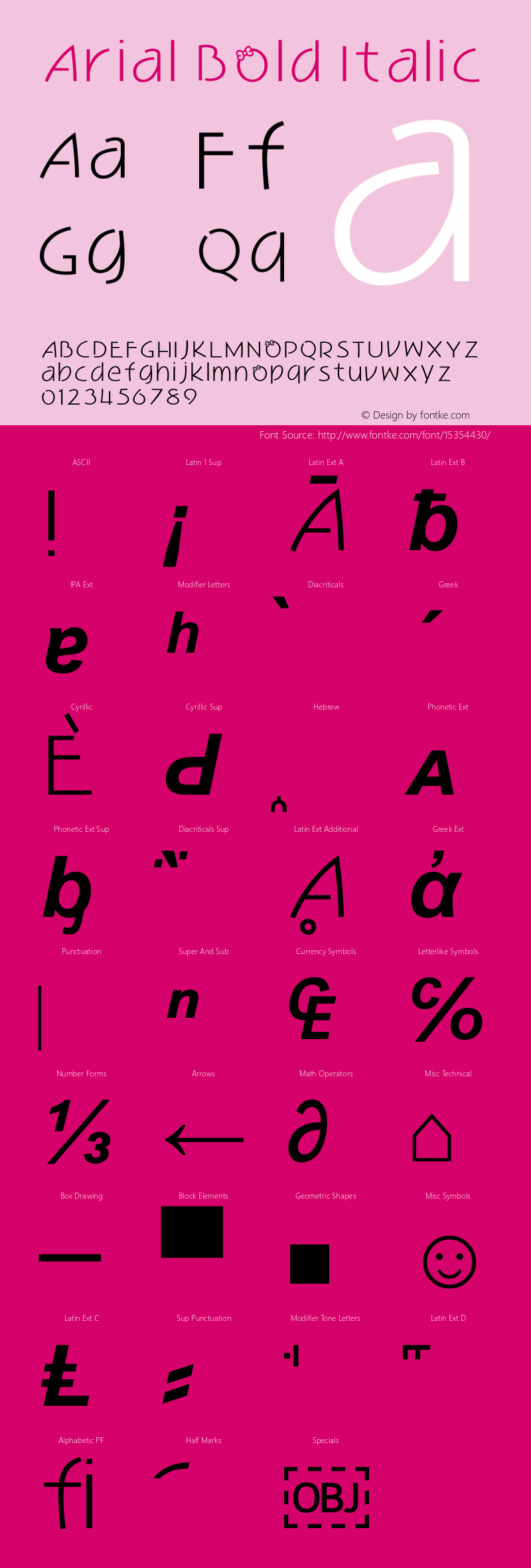 Arial Bold Italic Version 5.00.2x Font Sample