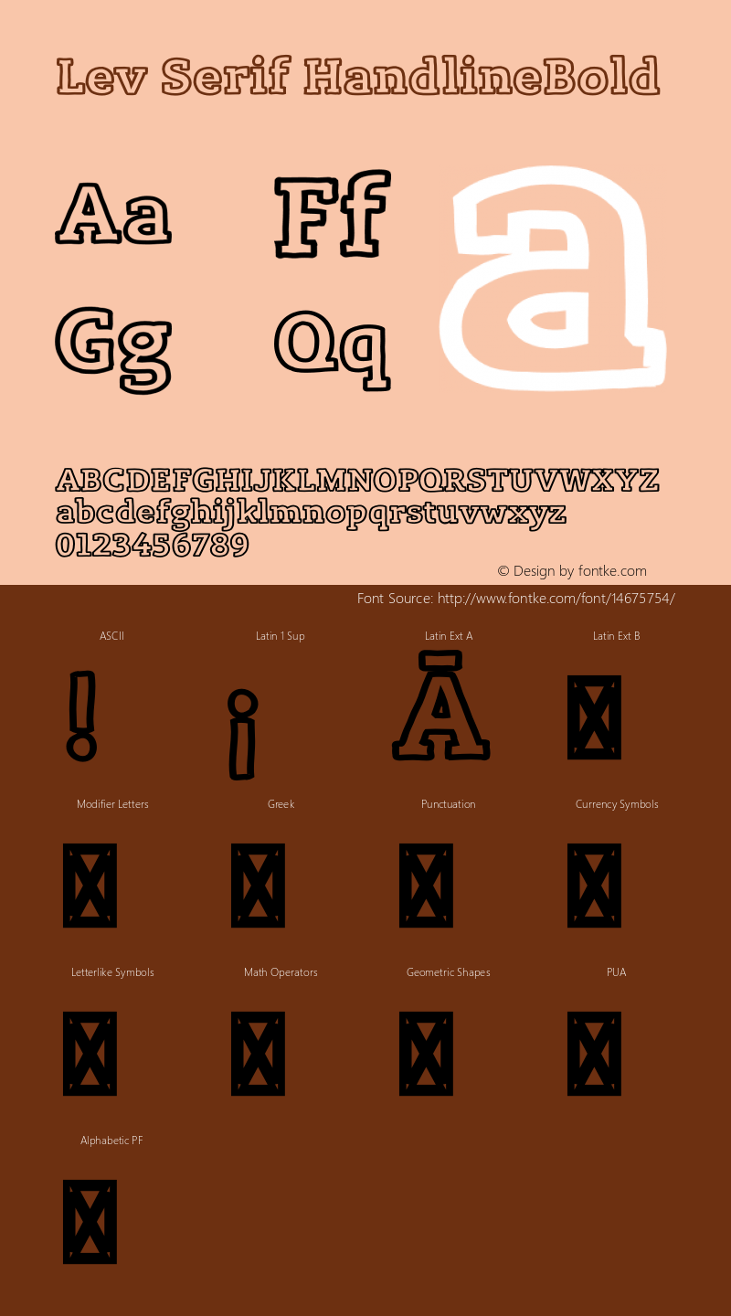 Lev Serif HandlineBold Version 1.001 Font Sample