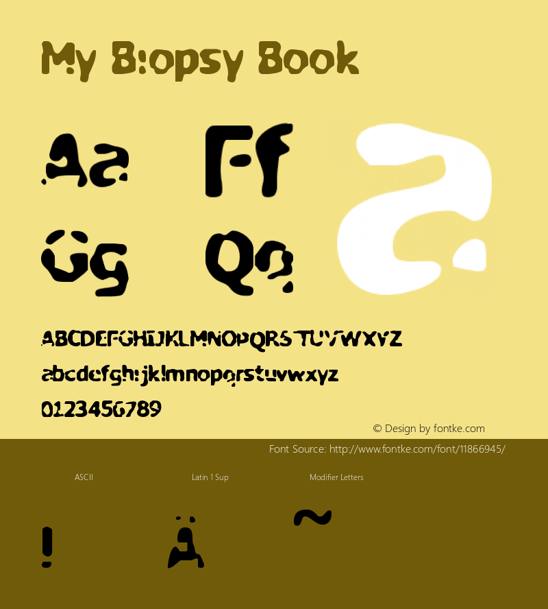 My Biopsy Book Version 1999; 1.0, Made with Font Sample