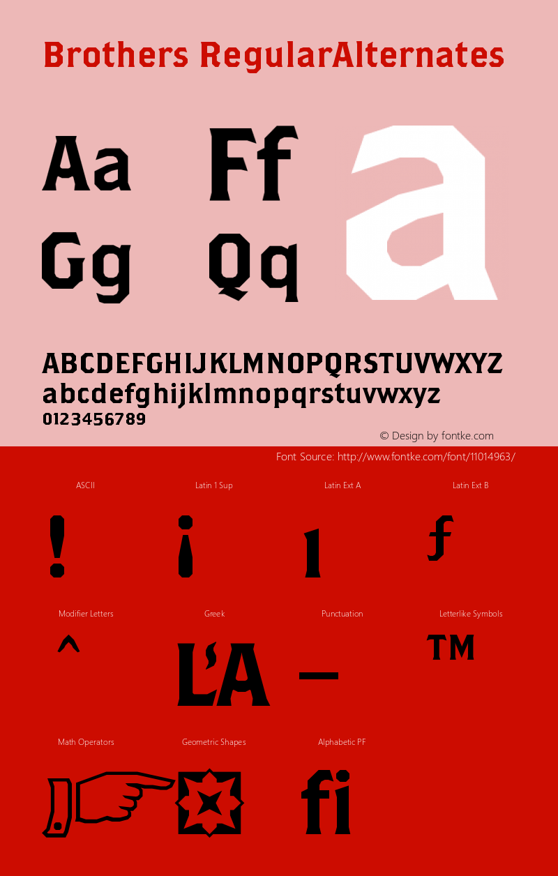 Brothers RegularAlternates Version 001.000 Font Sample