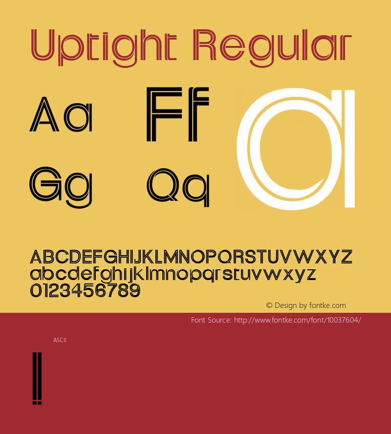 Uptight Regular Unknown Font Sample