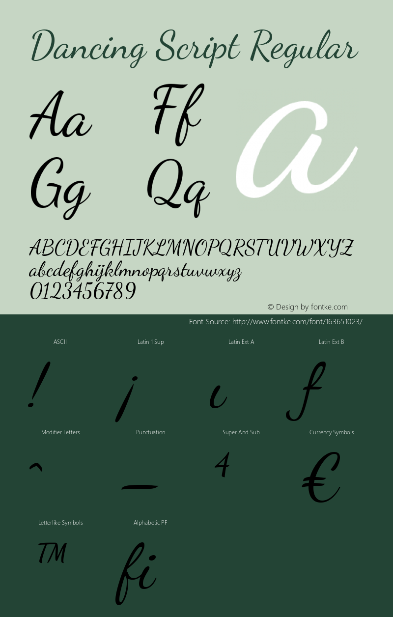 DancingScript Version 1.002 Font Sample