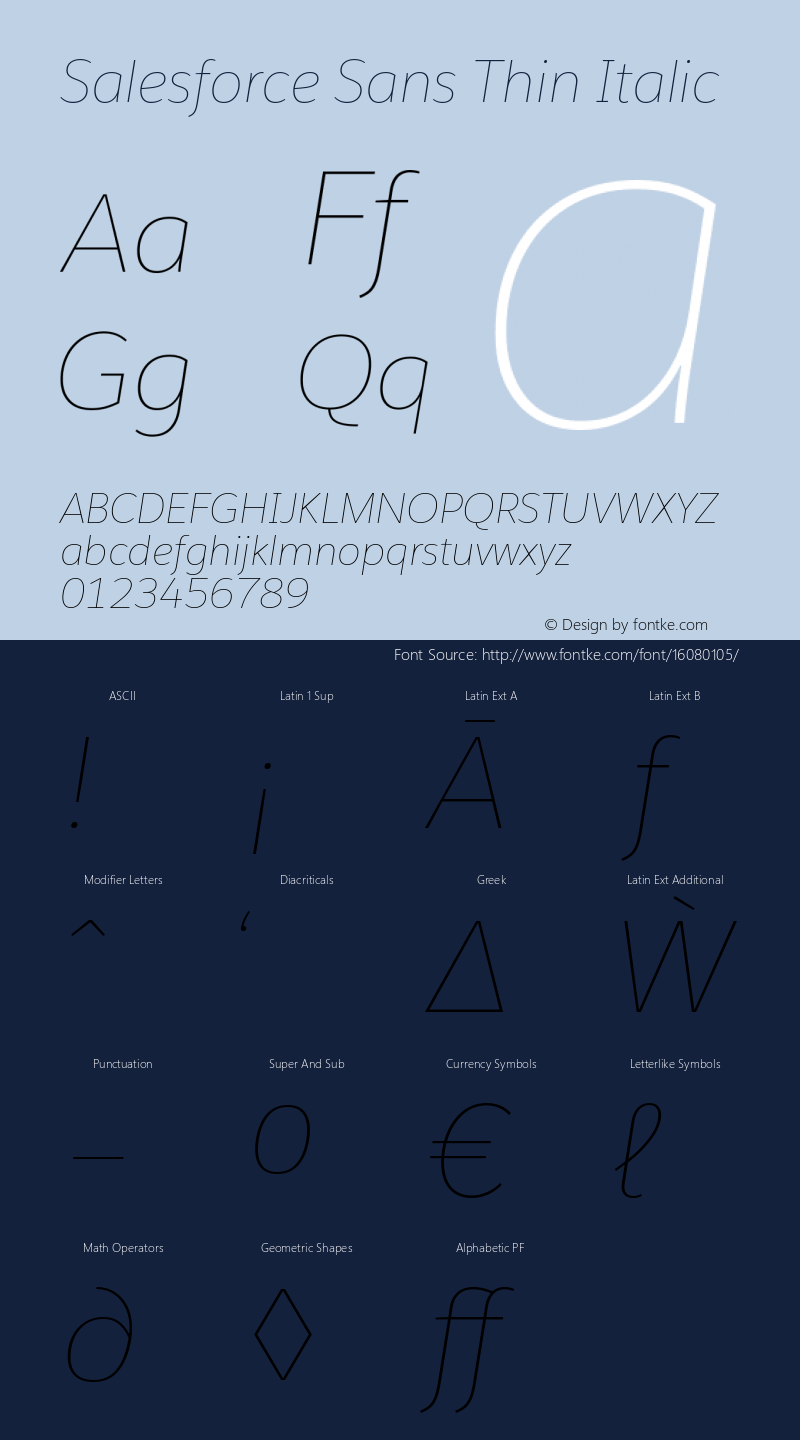 Salesforce Sans Thin Italic Version 1.01 Font Sample