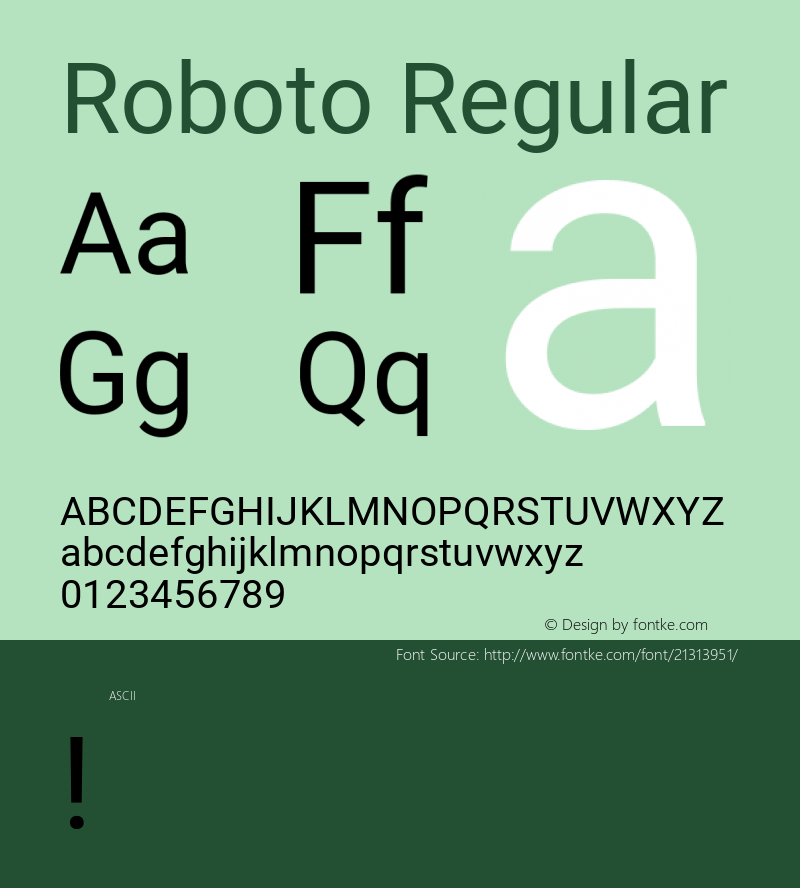 Roboto Regular  Font Sample