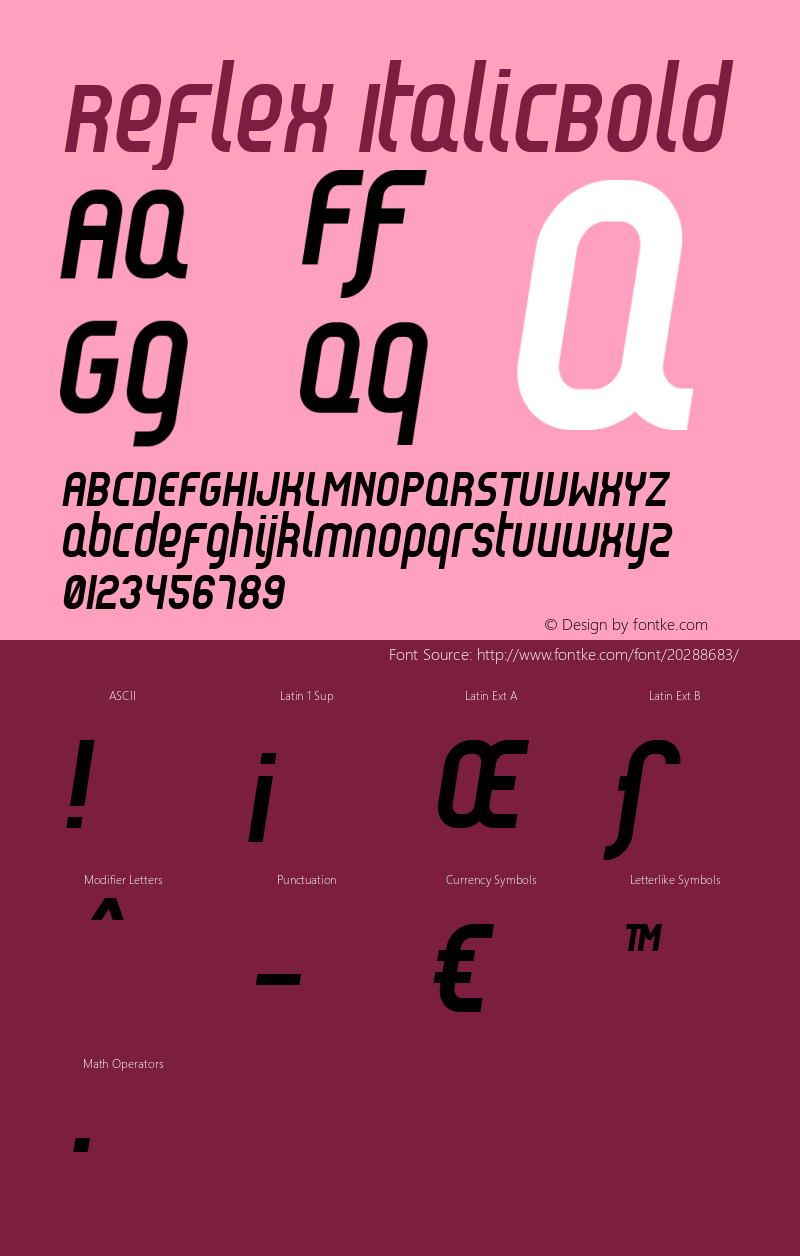 Reflex Bold Italic Version 001.000 Font Sample