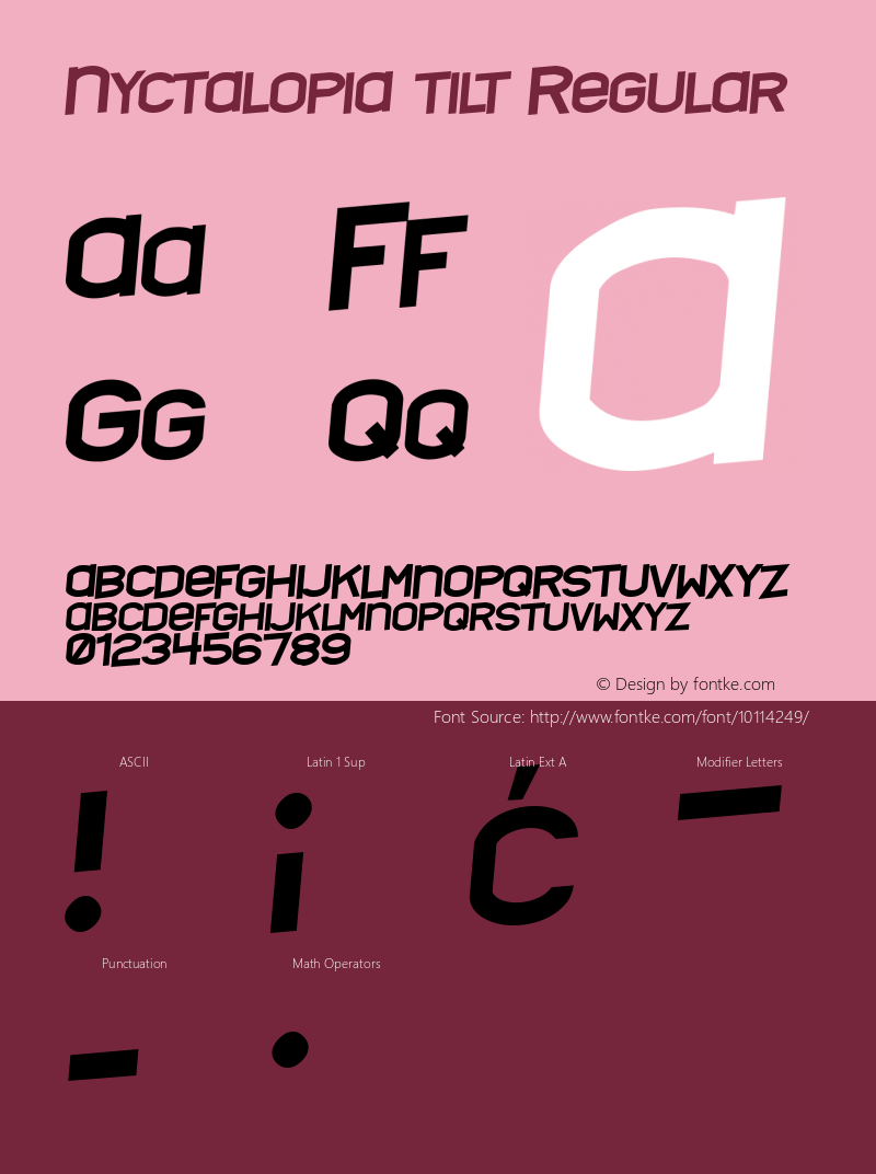 Nyctalopia tilt Regular 2 Font Sample