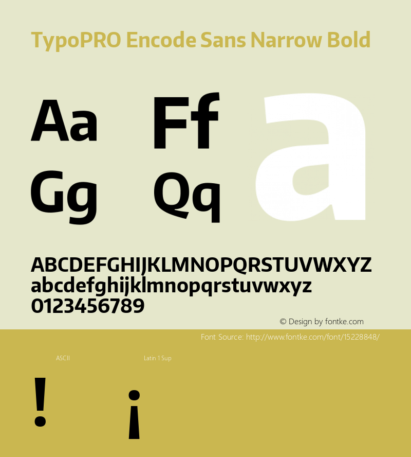 TypoPRO Encode Sans Narrow Bold Version 1.000; ttfautohint (v1.00) -l 8 -r 50 -G 200 -x 14 -D latn -f none -w G Font Sample