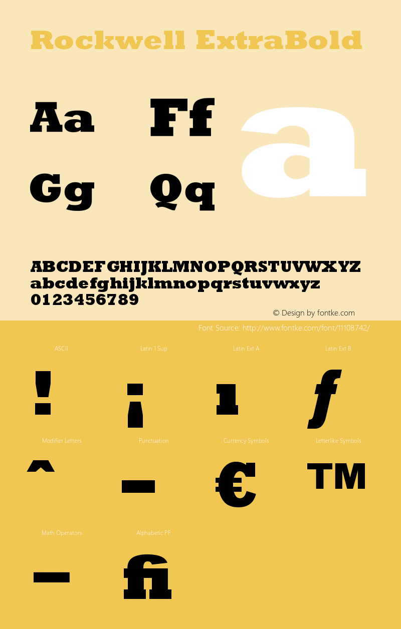 Rockwell ExtraBold Version 001.000 Font Sample