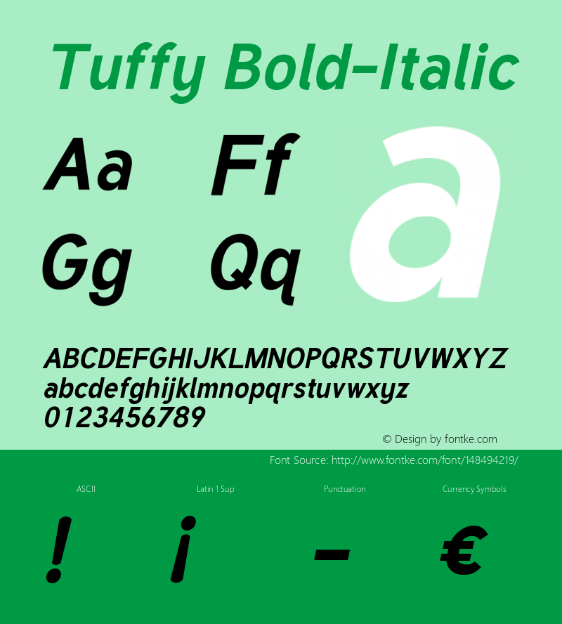 Tuffy Bold Italic Version 001.100 Font Sample