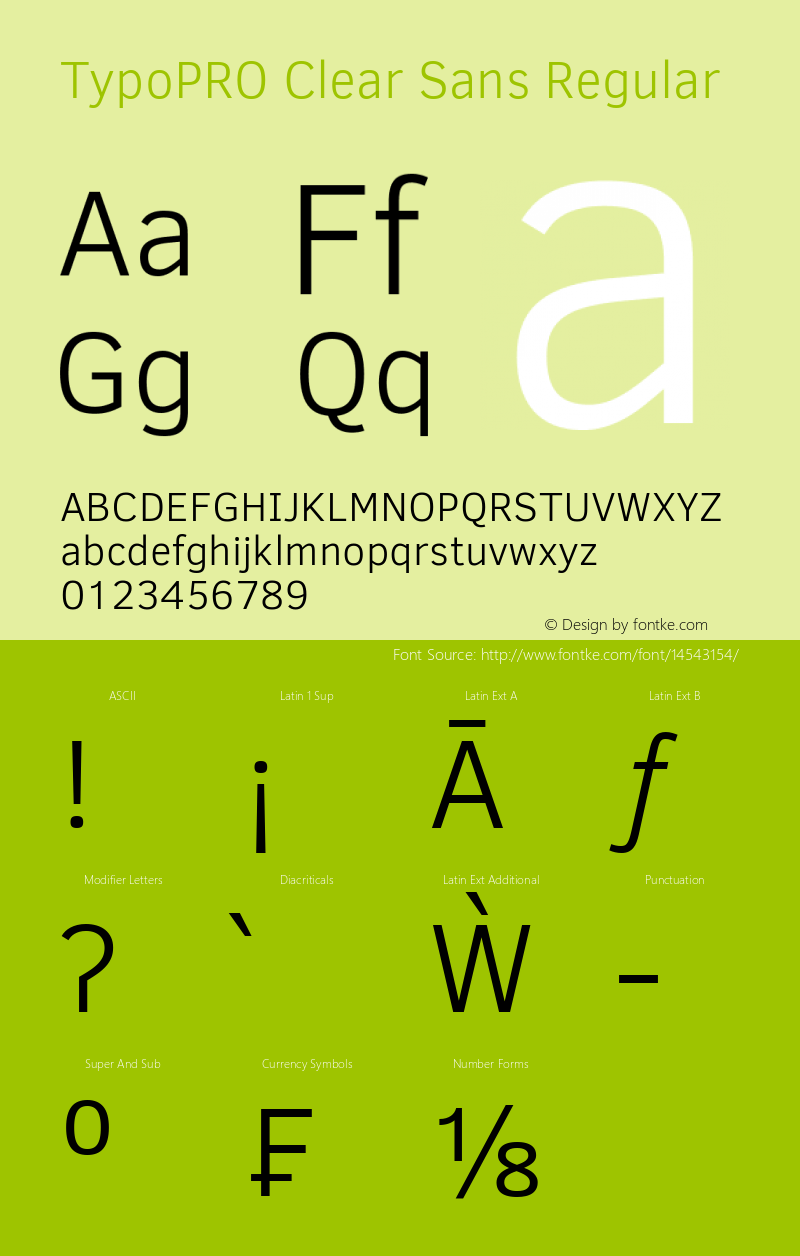 TypoPRO Clear Sans Regular Version 1.00 Font Sample