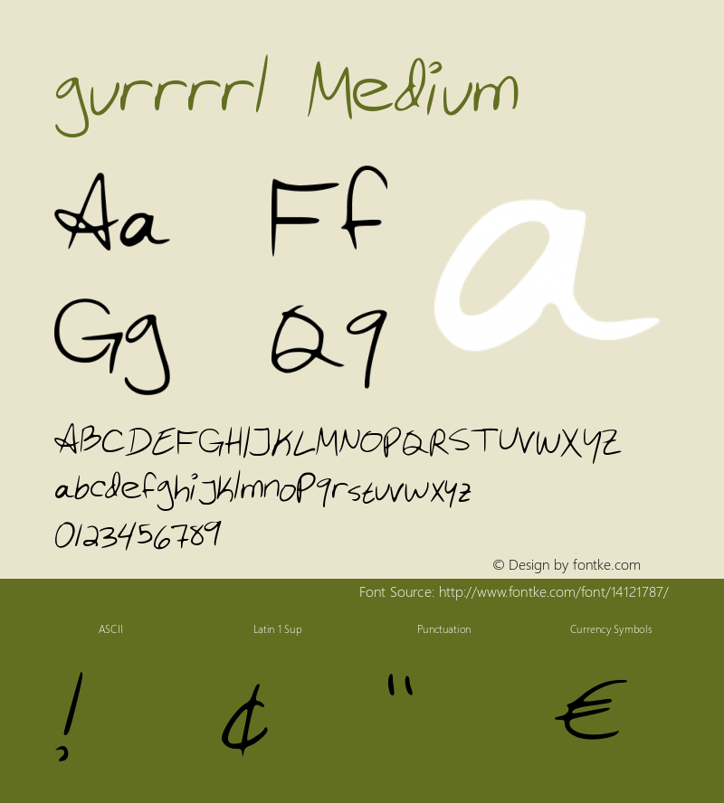 gurrrrl Medium Version 001.000 Font Sample