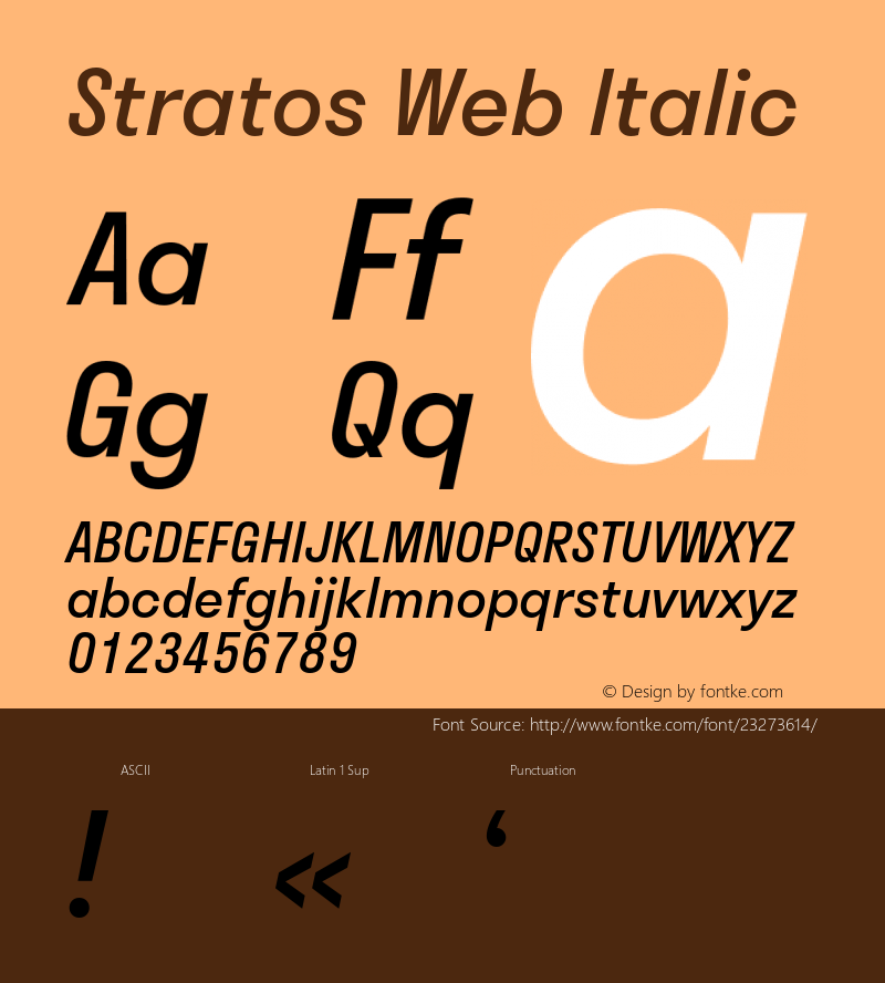 Stratos Web Italic Version 1.004;PS 1.4;hotconv 1.0.88;makeotf.lib2.5.647800; ttfautohint (v1.3.34-f4db) Font Sample