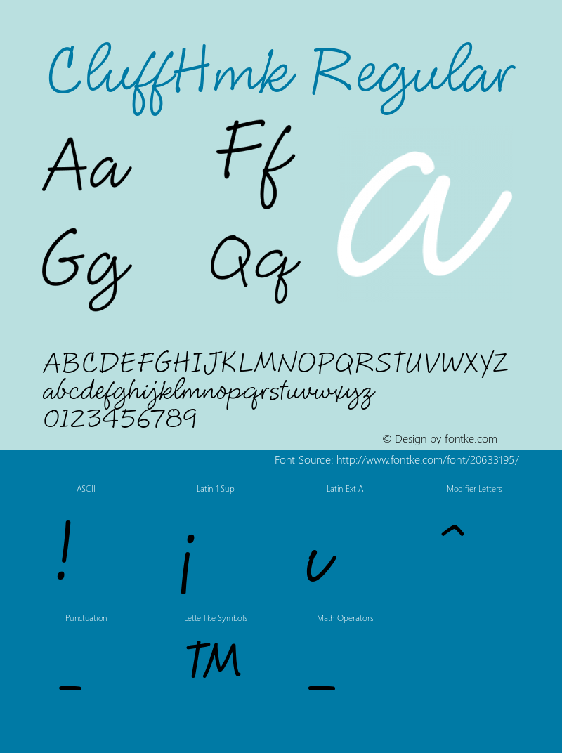 CluffHmk Macromedia Fontographer 4.1.4 12/6/1999 Font Sample