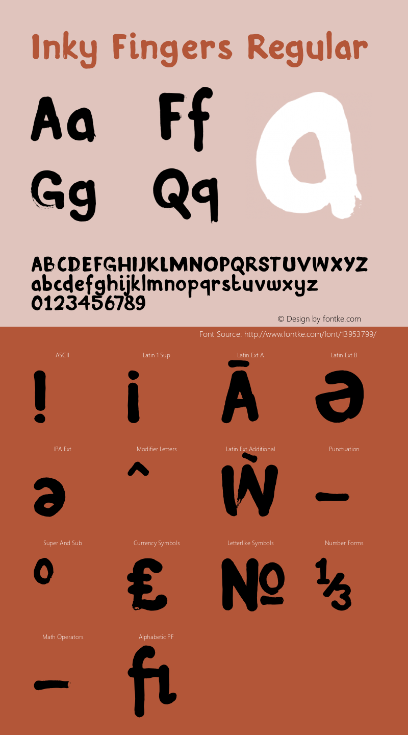 Inky Fingers Regular Version 1.000 Font Sample